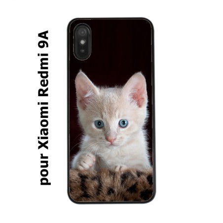 Coque noire pour Xiaomi Redmi 9A Bébé chat tout mignon - chaton yeux bleus