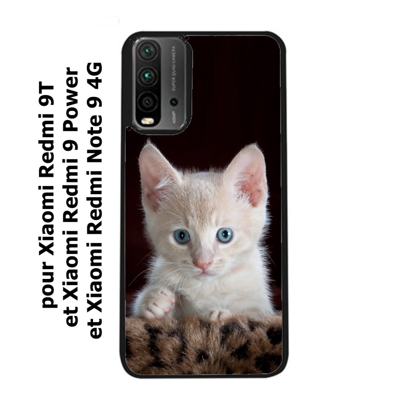 Coque noire pour Xiaomi Redmi 9 Power Bébé chat tout mignon - chaton yeux bleus