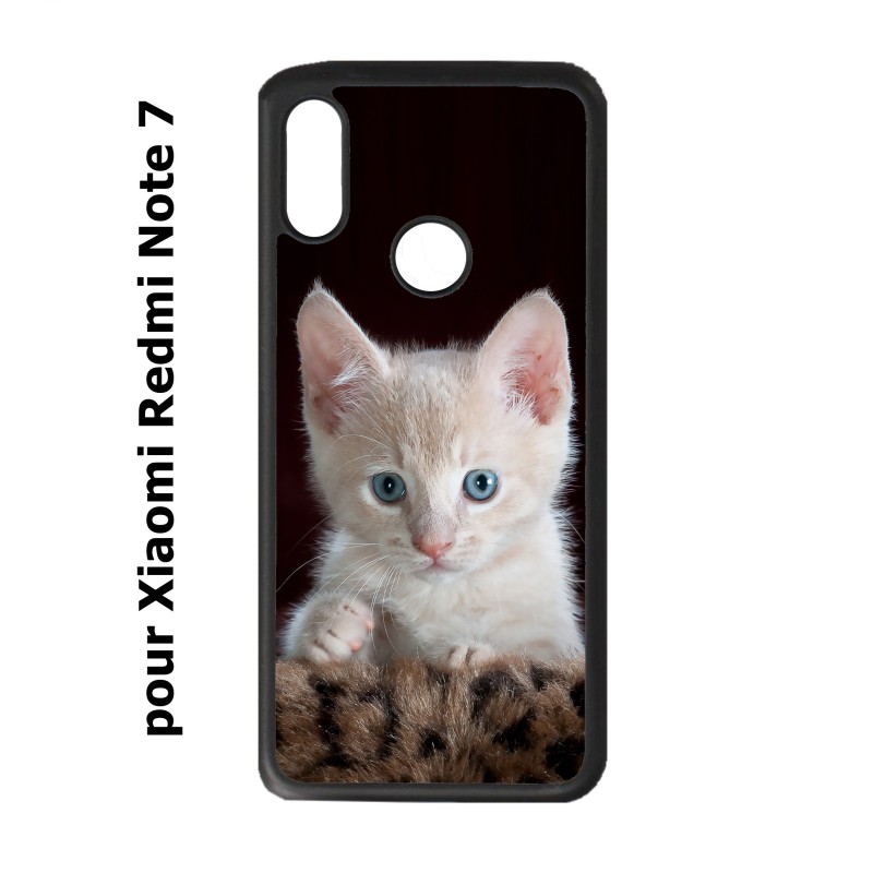 Coque noire pour Xiaomi Redmi Note 7 Bébé chat tout mignon - chaton yeux bleus