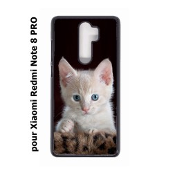 Coque noire pour Xiaomi Redmi Note 8 PRO Bébé chat tout mignon - chaton yeux bleus
