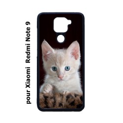 Coque noire pour Xiaomi Redmi Note 9 Bébé chat tout mignon - chaton yeux bleus