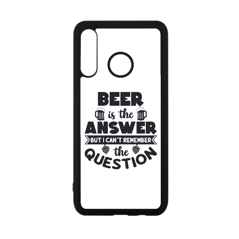 Coque noire pour Huawei P20 Lite Beer is the answer Humour Bière