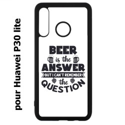 Coque noire pour Huawei P30 Lite Beer is the answer Humour Bière