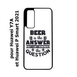 Coque noire pour Huawei P Smart 2021 Beer is the answer Humour Bière