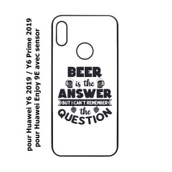 Coque noire pour Huawei Y6 2019 / Y6 Prime 2019 Beer is the answer Humour Bière