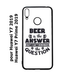 Coque noire pour Huawei Y7 2019 / Y7 Prime 2019 Beer is the answer Humour Bière