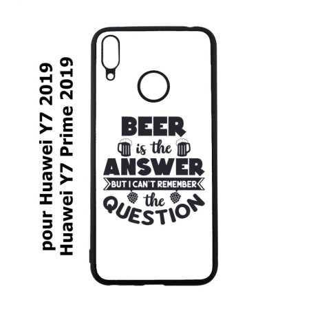 Coque noire pour Huawei Y7 2019 / Y7 Prime 2019 Beer is the answer Humour Bière
