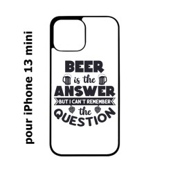 Coque noire pour iPhone 13 mini Beer is the answer Humour Bière