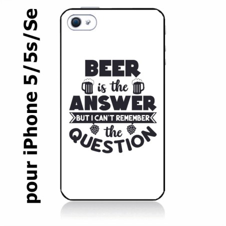 Coque noire pour IPHONE 5/5S et IPHONE SE.2016 Beer is the answer Humour Bière