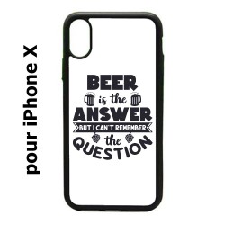 Coque noire pour IPHONE X et IPHONE XS Beer is the answer Humour Bière