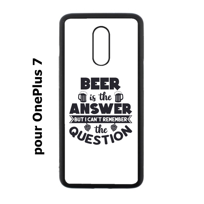 Coque noire pour OnePlus 7 Beer is the answer Humour Bière