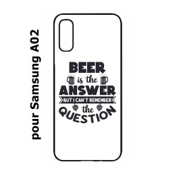 Coque noire pour Samsung Galaxy A02 Beer is the answer Humour Bière