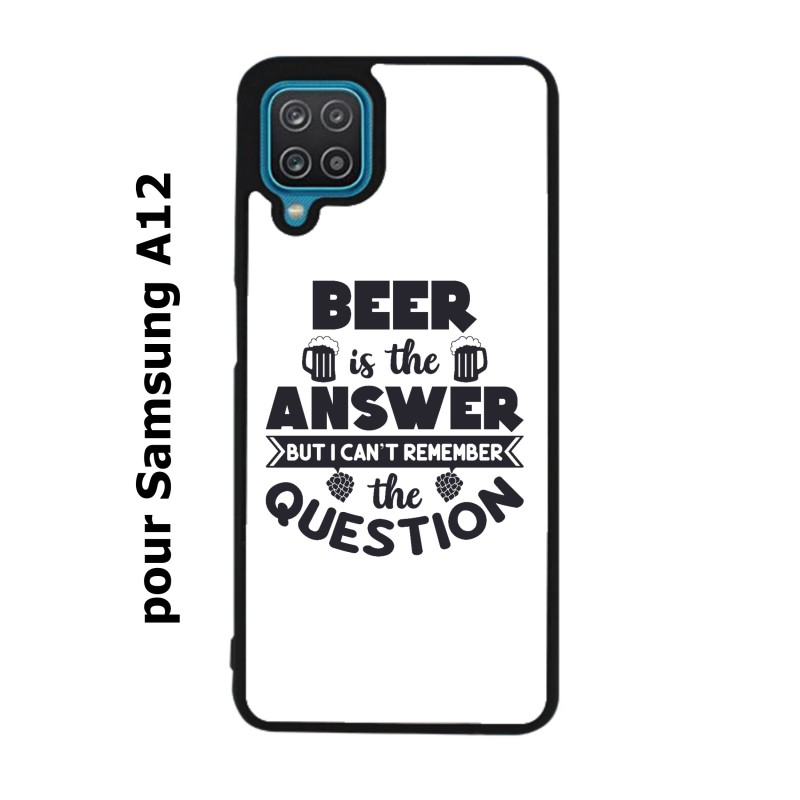 Coque noire pour Samsung Galaxy A12 Beer is the answer Humour Bière