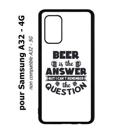 Coque noire pour Samsung Galaxy A32 - 4G Beer is the answer Humour Bière