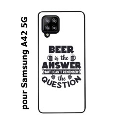 Coque noire pour Samsung Galaxy A42 5G Beer is the answer Humour Bière