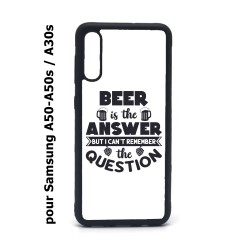 Coque noire pour Samsung Galaxy A50 A50S et A30S Beer is the answer Humour Bière