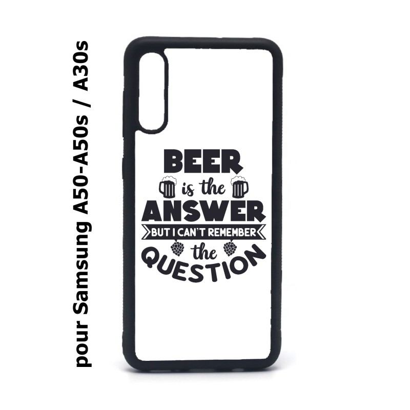 Coque noire pour Samsung Galaxy A50 A50S et A30S Beer is the answer Humour Bière