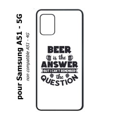 Coque noire pour Samsung Galaxy A51 - 5G Beer is the answer Humour Bière