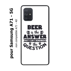 Coque noire pour Samsung Galaxy A71 - 5G Beer is the answer Humour Bière