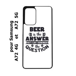 Coque noire pour Samsung Galaxy A72 Beer is the answer Humour Bière