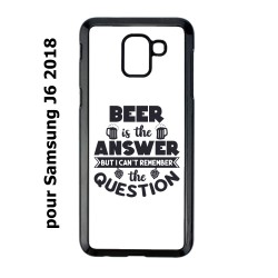 Coque noire pour Samsung Galaxy J6 2018 Beer is the answer Humour Bière