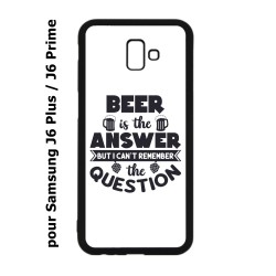 Coque noire pour Samsung Galaxy J6 Plus / J6 Prime Beer is the answer Humour Bière
