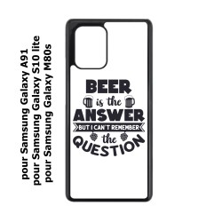 Coque noire pour Samsung Galaxy M80s Beer is the answer Humour Bière