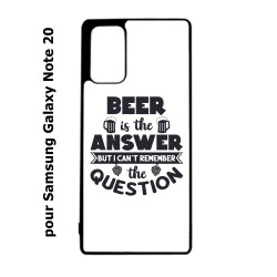 Coque noire pour Samsung Galaxy Note 20 Beer is the answer Humour Bière