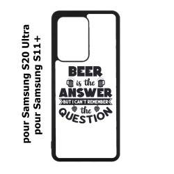 Coque noire pour Samsung Galaxy S20 Ultra / S11+ Beer is the answer Humour Bière