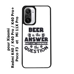 Coque noire pour Xiaomi Mi 11X Pro Beer is the answer Humour Bière