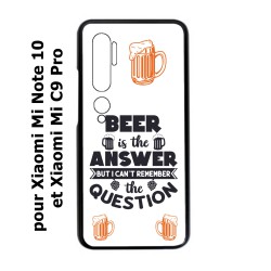 Coque noire pour Xiaomi Mi CC9 PRO Beer is the answer Humour Bière
