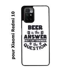 Coque noire pour Xiaomi Redmi 10 Beer is the answer Humour Bière