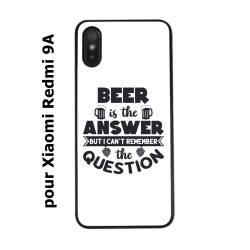 Coque noire pour Xiaomi Redmi 9A Beer is the answer Humour Bière