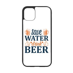 Coque noire pour Iphone 12 et 12 PRO Save Water Drink Beer Humour Bière