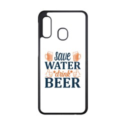 Coque noire pour Samsung Galaxy A20e Save Water Drink Beer Humour Bière