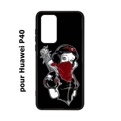 Coque noire pour Huawei P40 Blanche foulard Rouge Gourdin Dessin animé