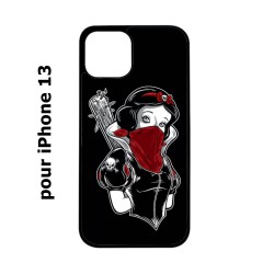 Coque noire pour iPhone 13 Blanche foulard Rouge Gourdin Dessin animé