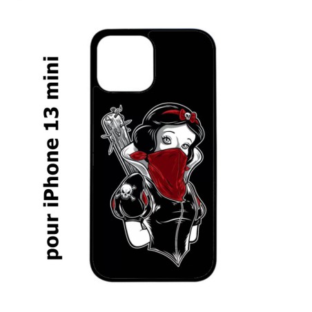 Coque noire pour iPhone 13 mini Blanche foulard Rouge Gourdin Dessin animé