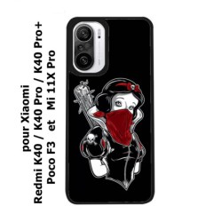Coque noire pour Xiaomi Mi 11X Pro Blanche foulard Rouge Gourdin Dessin animé