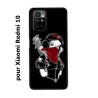 Coque noire pour Xiaomi Redmi 10 Blanche foulard Rouge Gourdin Dessin animé