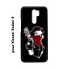 Coque noire pour Xiaomi Redmi 9 Blanche foulard Rouge Gourdin Dessin animé