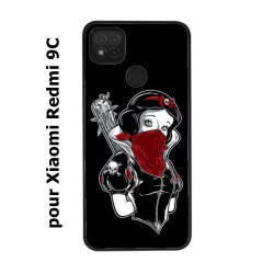 Coque noire pour Xiaomi Redmi 9C Blanche foulard Rouge Gourdin Dessin animé