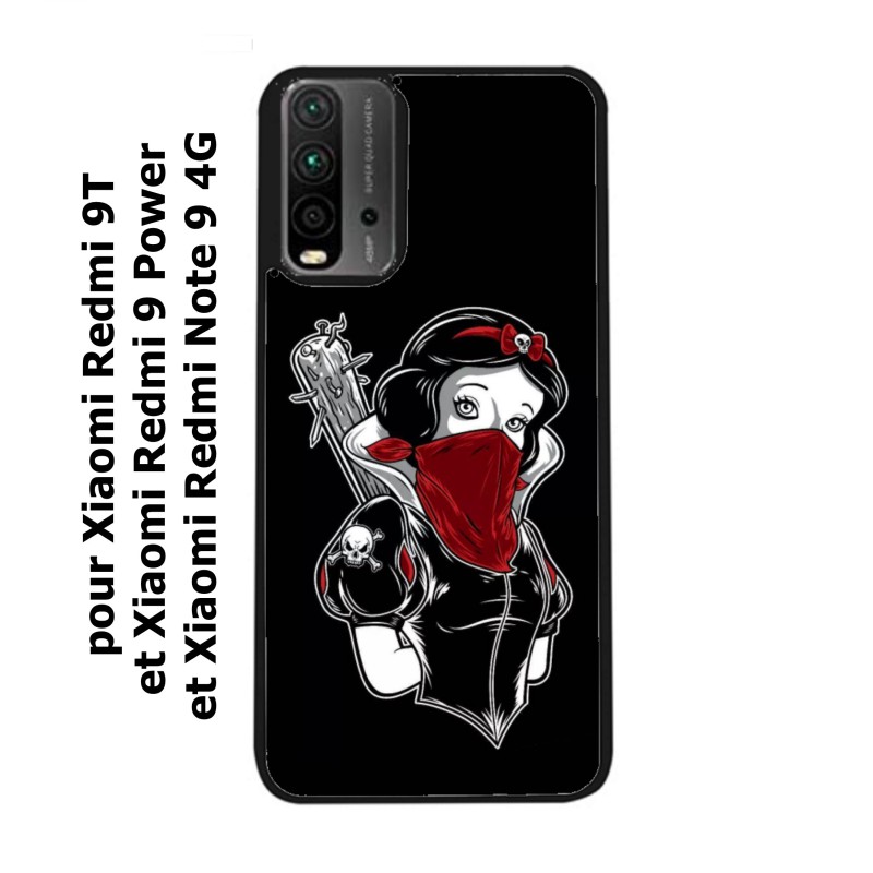 Coque noire pour Xiaomi Redmi 9 Power Blanche foulard Rouge Gourdin Dessin animé