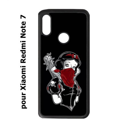 Coque noire pour Xiaomi Redmi Note 7 Blanche foulard Rouge Gourdin Dessin animé