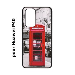 Coque noire pour Huawei P40 Cabine téléphone Londres - Cabine rouge London