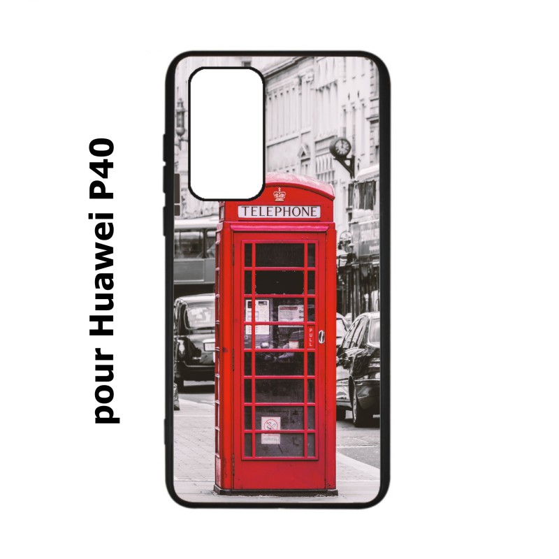 Coque noire pour Huawei P40 Cabine téléphone Londres - Cabine rouge London