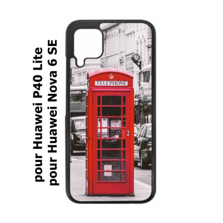 Coque noire pour Huawei P40 Lite / Nova 6 SE Cabine téléphone Londres - Cabine rouge London