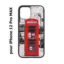 Coque noire pour Iphone 12 PRO MAX Cabine téléphone Londres - Cabine rouge London