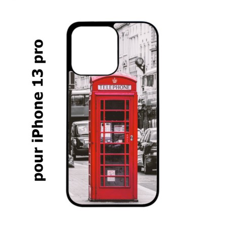 Coque noire pour iPhone 13 Pro Cabine téléphone Londres - Cabine rouge London