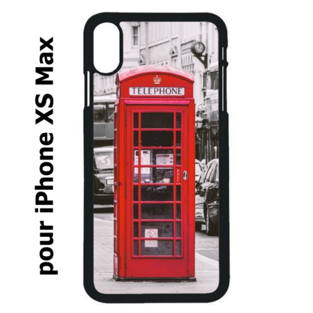Coque noire pour iPhone XS Max Cabine téléphone Londres - Cabine rouge London